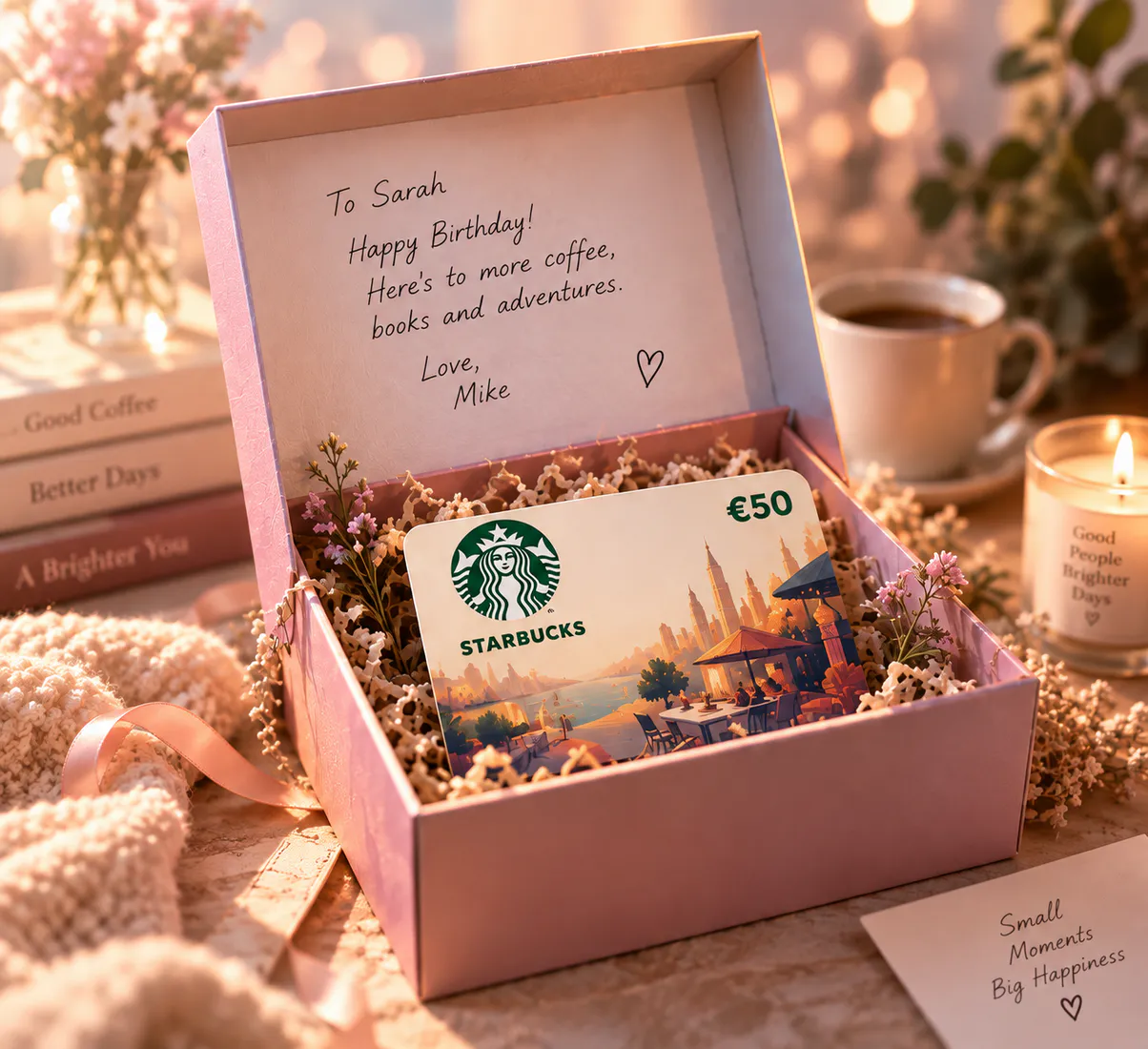 Personalized gift box with a gift card